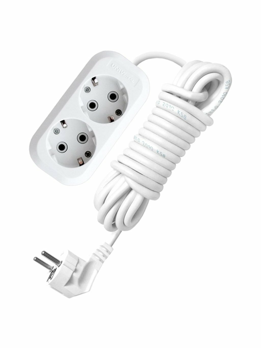 Удлинитель бытовой UNIVersal E-302, 2 розетки, 2 м, ПВС 3х1 мм², с заземлением