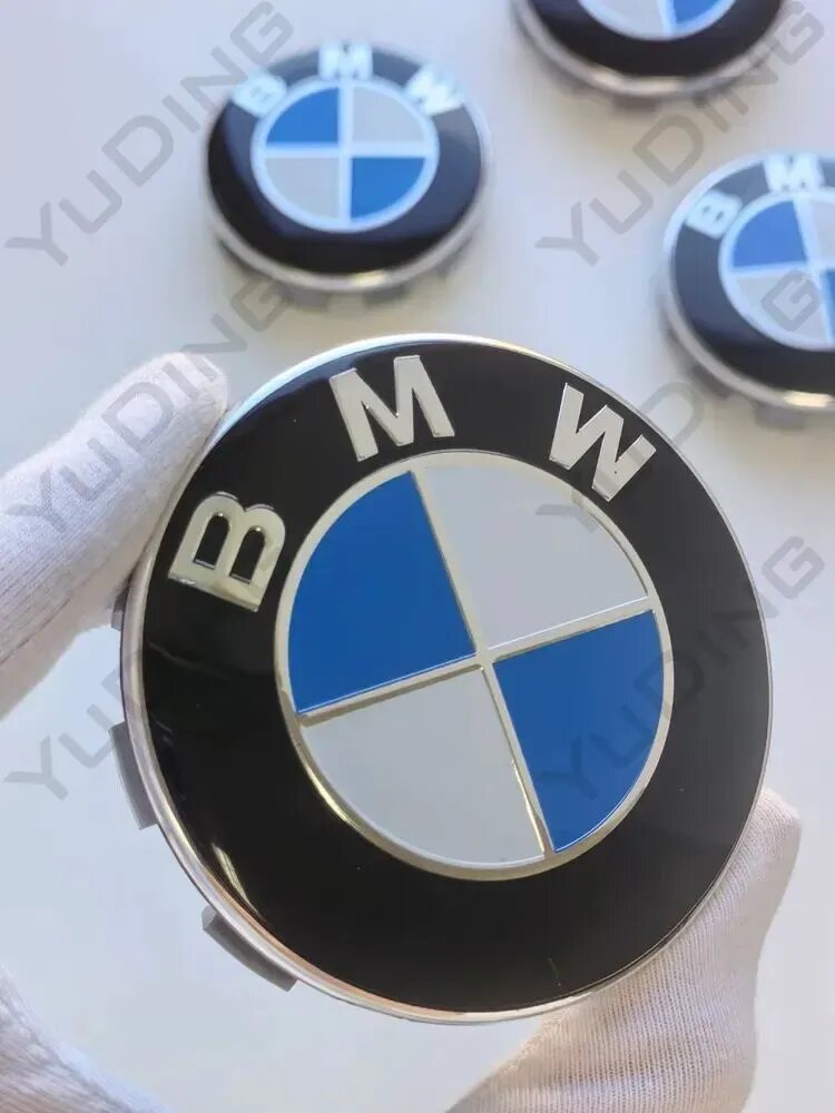 Колпачки на диски BMW 68/65 мм, комплект заглушек на штатные диски БМВ 68 мм, 4 шт.