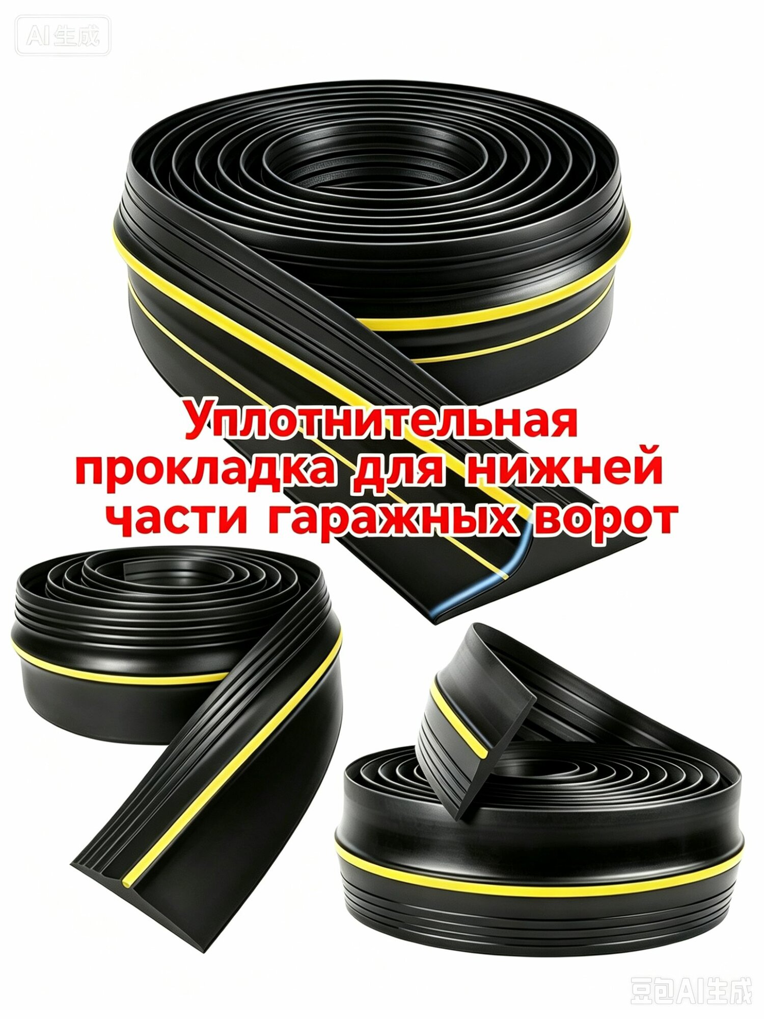 Эксклюзивная черная уплотнительная лента 19.7 футов/3 метра для герметизации нижнего порога гаражных ворот