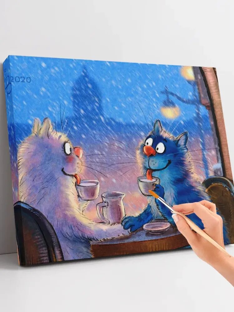 Картина по номерам Синие коты - Свидание (40x50) Холст на подрамнике