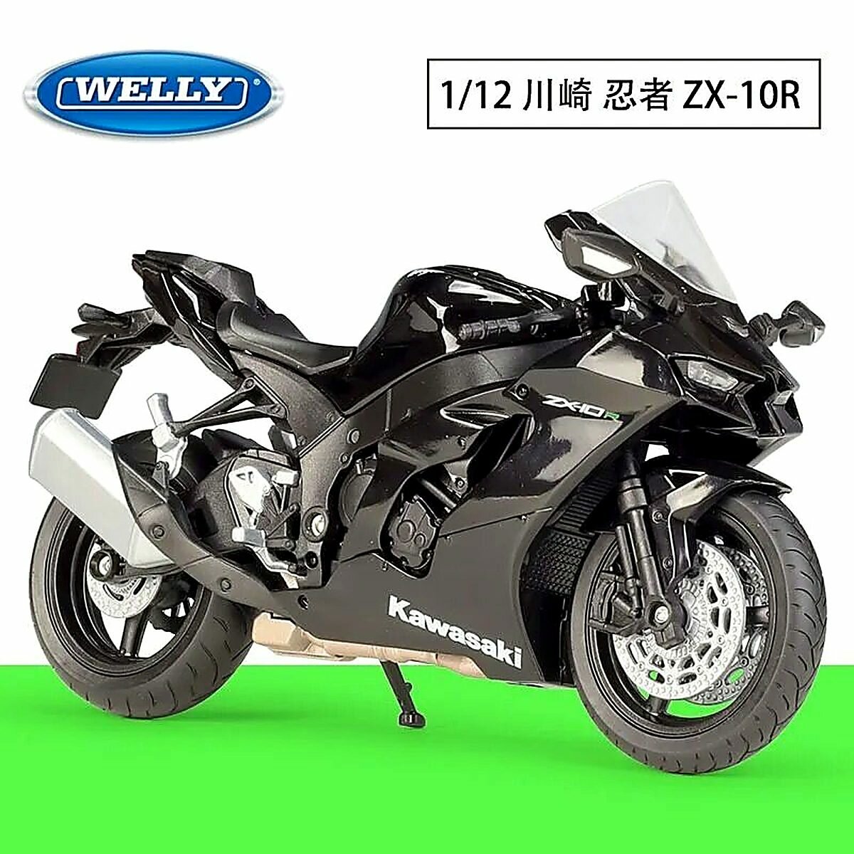 WELLY 1:12 2021 Kawasaki Ninja ZX-10R Alloy Motorcycle Model, коллекции хобби, подарки на день рождения