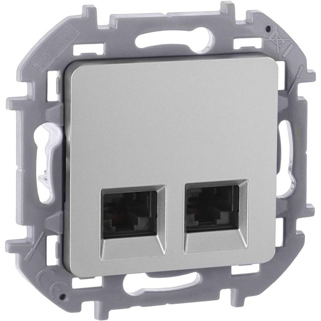 Розетка компьютерная 2-м Inspiria RJ45 кат.6 UTP механизм алюм. IEK 673842