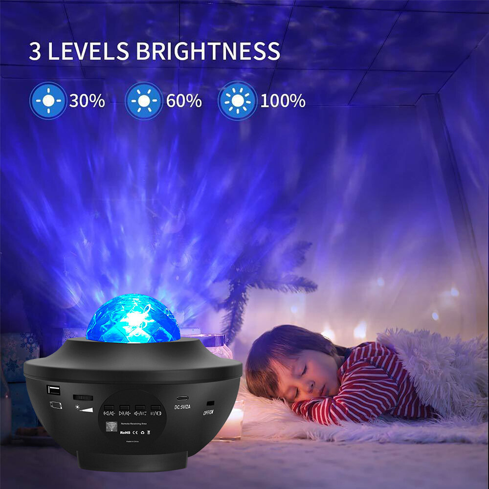 USB Bluetooth LED Звёздное небо Проектор Ночник с Музыкой, Вращающаяся Лазерная Лампа для Спальни, 3W 12 Цветов