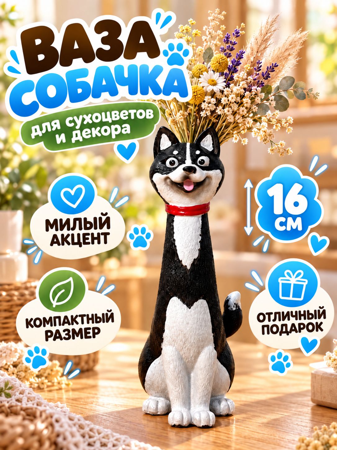 Ваза, 16 см , смола, 1 шт
