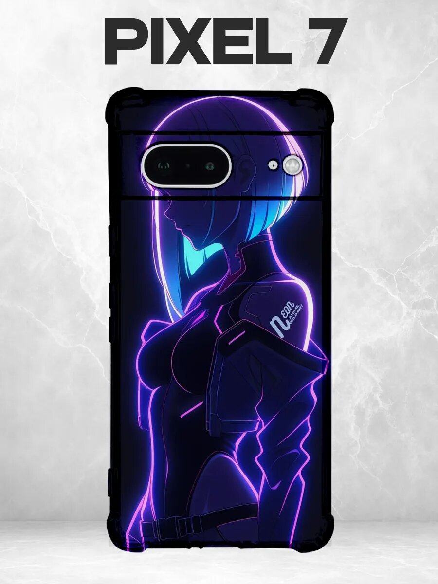 Чехол на Pixel 7 с принтом Неоновый силуэт девушки
