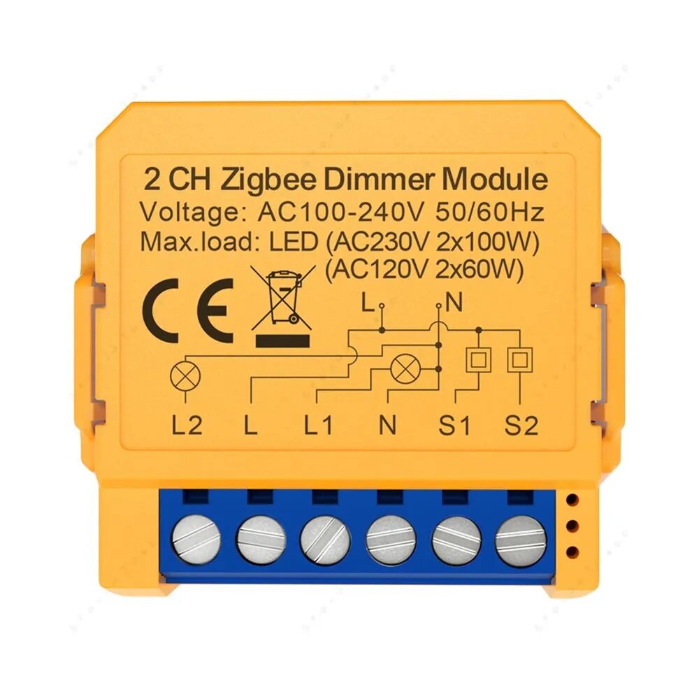 Умный модуль управления освещением Zigbee на 2 канала с регулировкой яркости