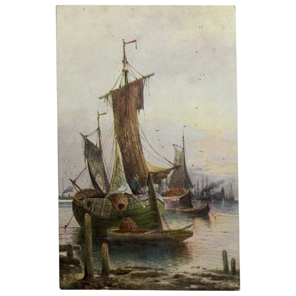 Почтовая открытка "Рыбаки в лагуне" 1900-1917 гг. Германская Империя