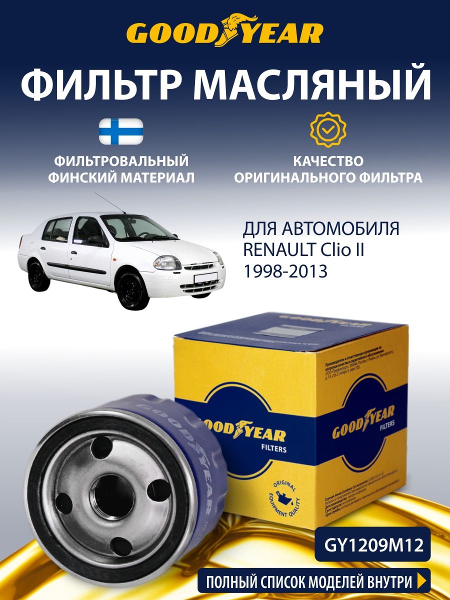 Фильтр масляный RENAULT Clio 2 (Рено Клио 2 1.4 1.6 2.0) 1998-2013