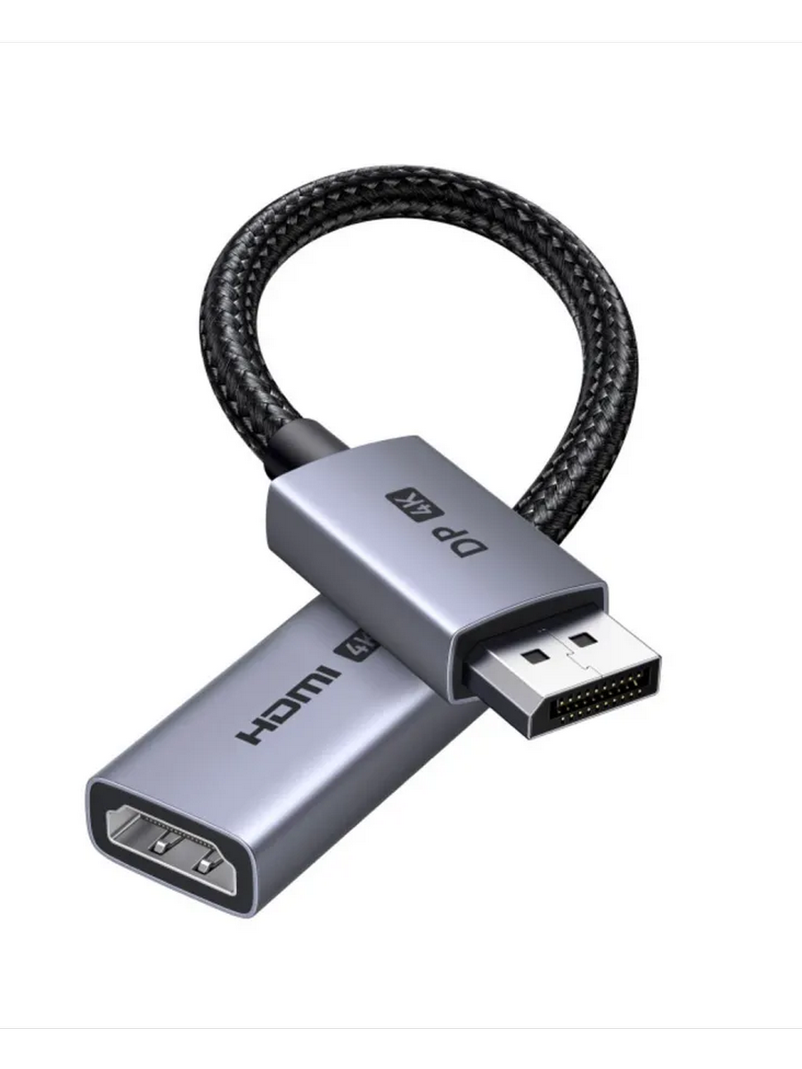 Адаптер UGREEN DP139 (95418) DP Male To HDMI 4K@60Hz 0,2 м Черный DisplayPort to HDMI RU