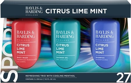 Набор уходовой косметики Baylis & Harding Men's Citrus Lime & Mint, гель для душа 300 мл, шампунь 300 мл, бальзам после бритья 200 мл