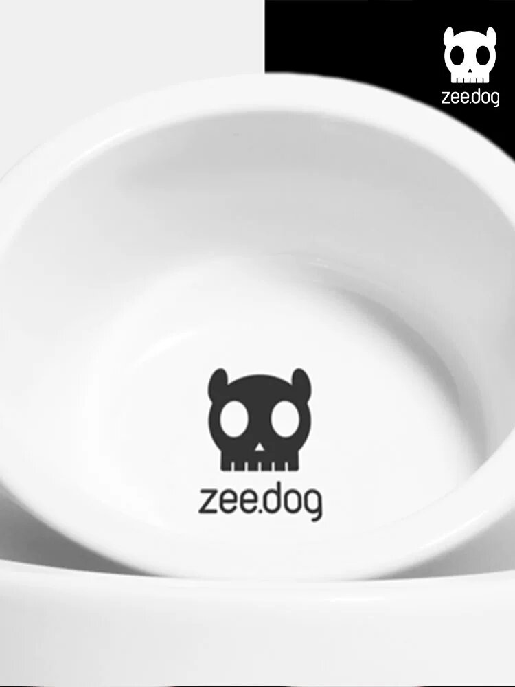 ZeeDog Черно-белая миска для кормления домашних животных большого размера диаметр 19 см надежная нескользящая — фото 1