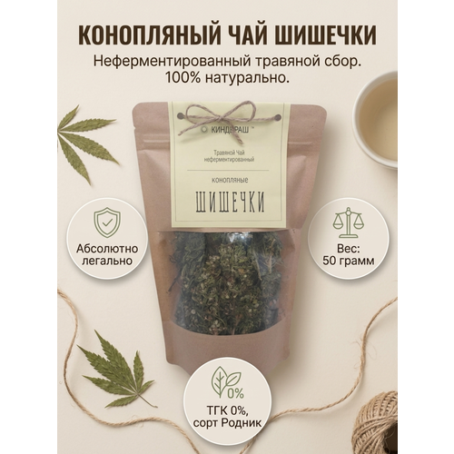 фото Конопляный чай шишечки 50г (травяной чай) киндераш оригинальный подарок, удобная упаковка (ткг 0%)