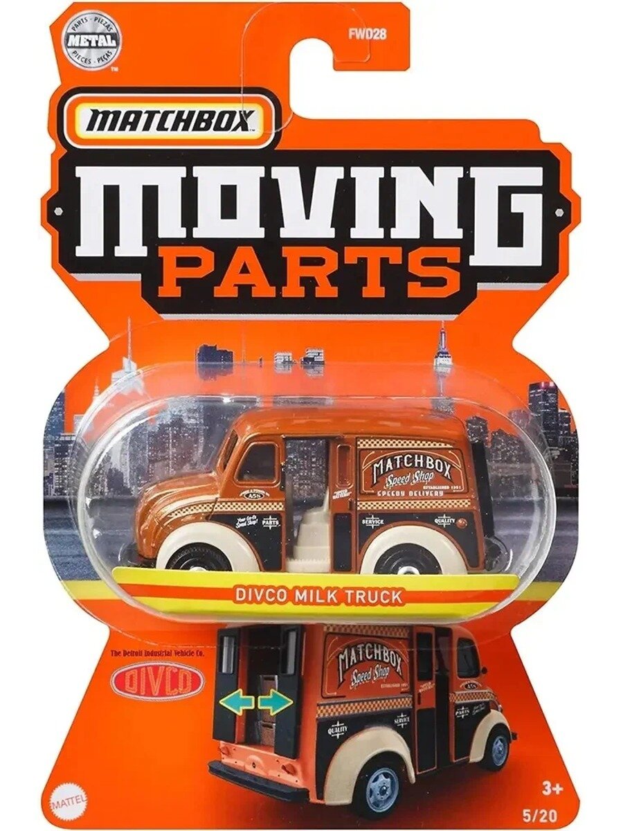 Машинка металлическая модель машины Matchbox 1/64 Moving Parts DIVCO MILK TRUCK