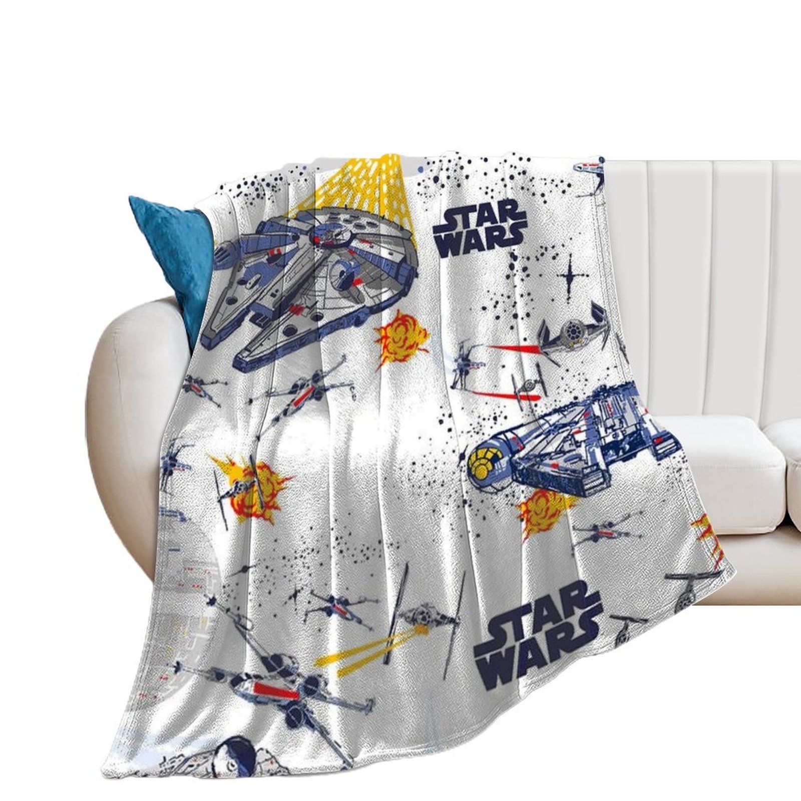 Star Wars Плед 150x200 см велсофт плюшевый, фактурный животные разноцветный