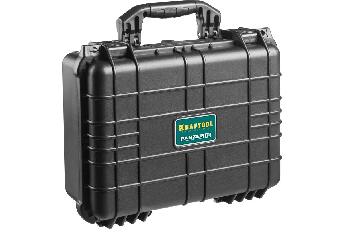 Ящик для инструментов Kraftool Panzer 38251-16, ударопрочный пластик, IP55, EPDM-уплотнитель, черный