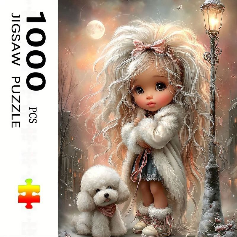 Пазл для взрослых 1000 детали 50х70 см ПазлМир Девочка и собака подарочный набор