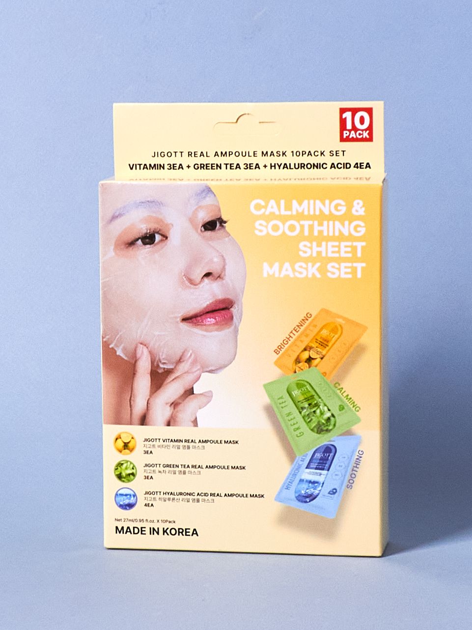 Jigott Набор тканевых масок для лица с успокаивающим эффектом 27мл*10 шт Calming&Soothing Sheet Mask Set