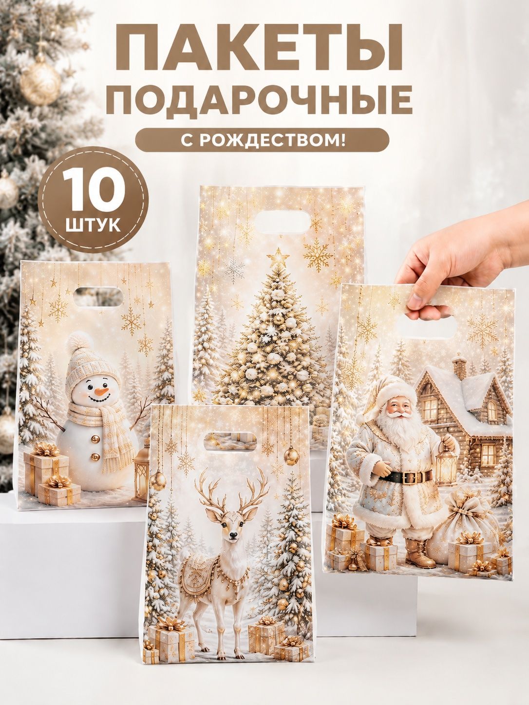Пакет подарочный вертикальный 16.5x25 см 10 шт