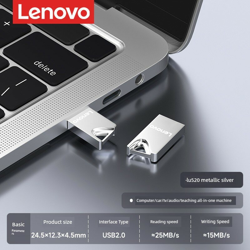 32GB USB 2.0 Metal USB Flash Drive Lenovo Official Mini Storage Device
