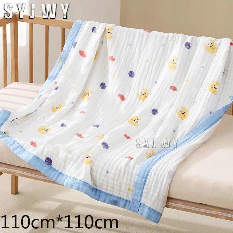 SYJWY Плед 110x110 см муслин фактурный животные голубой