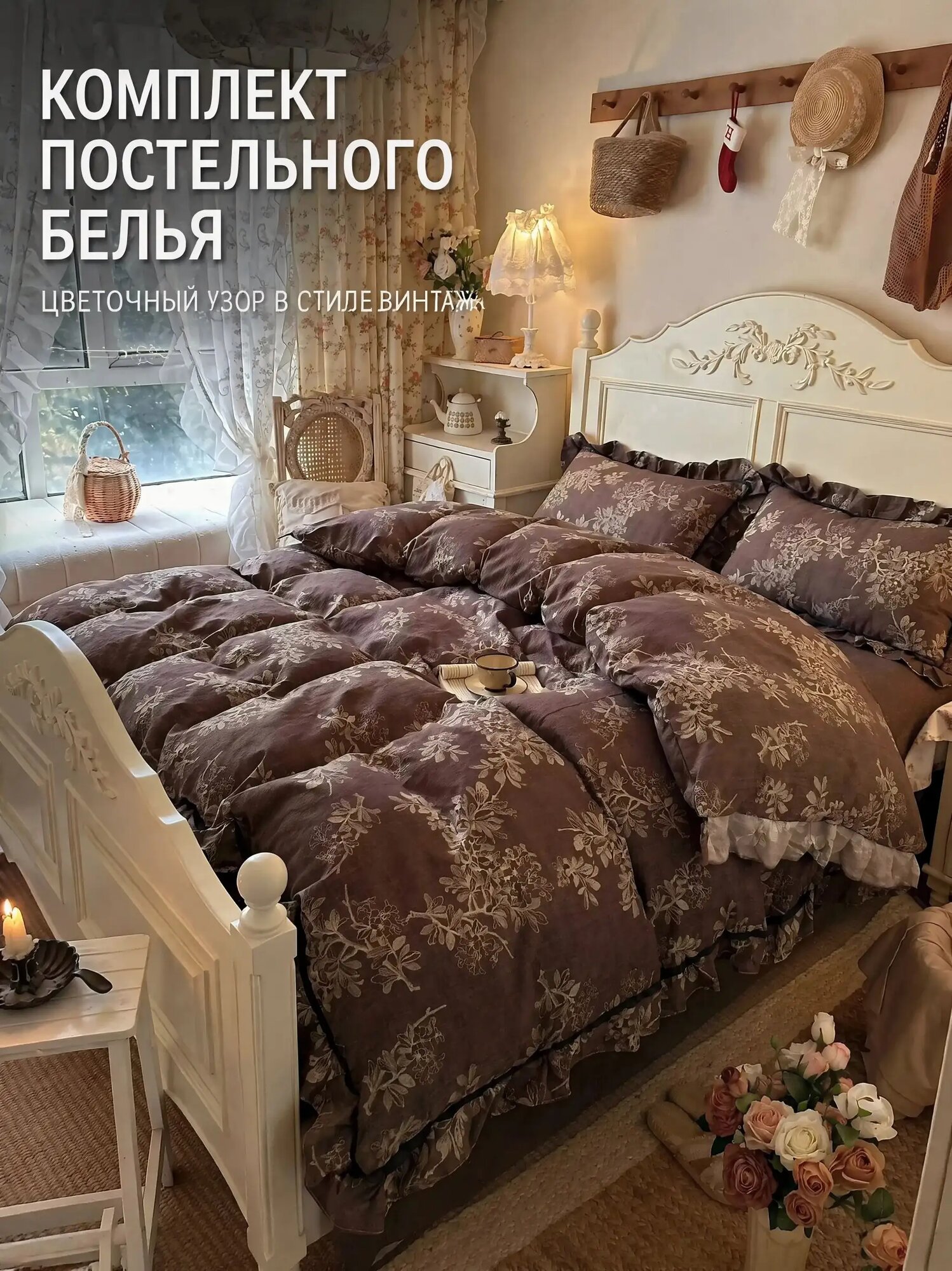 MEHWI HOUSE Комплект постельного белья 2-спальный лён 200x230 см, наволочки 48x74, простыня 240x250 см, цветсерый