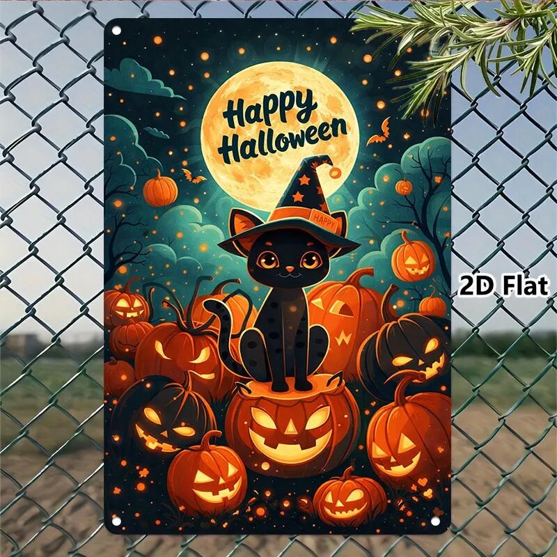 Металлическая табличка Halloween 25 30 см, праздничный декор Хэллоуин, тыквы, ведьмы, привидения, постер для дома