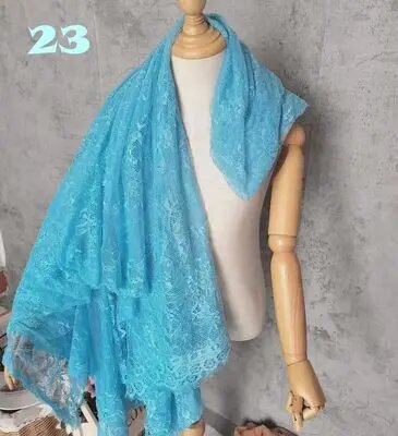 Бирюзовая кружевная шантильи ткань, color 23, 3 м
