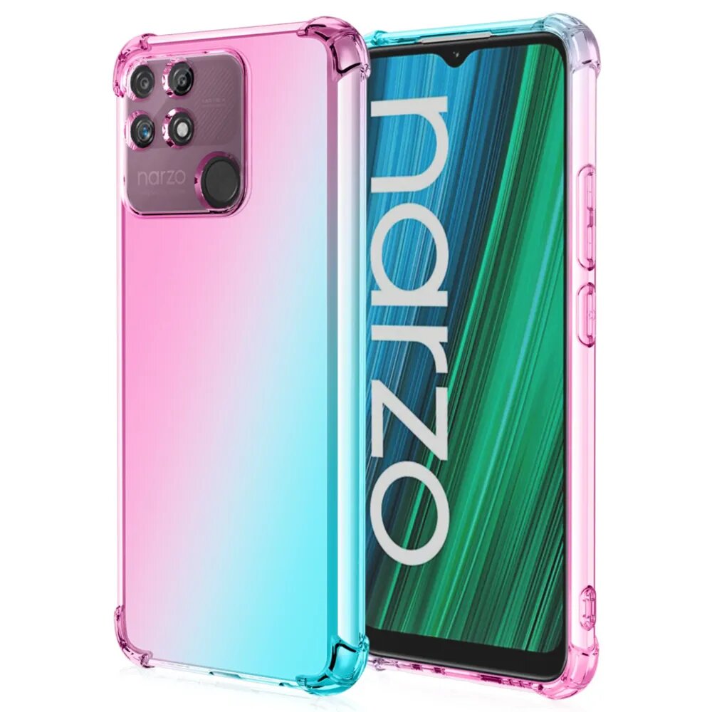 Чехол на Realme Narzo 50A противоударный силиконовый с усиленными углами и защитой камер