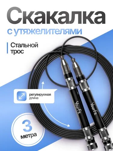 Скакалка Jump Rope с подшипниками скоростная регулируемая для фитнеса, кроссфита и бокса