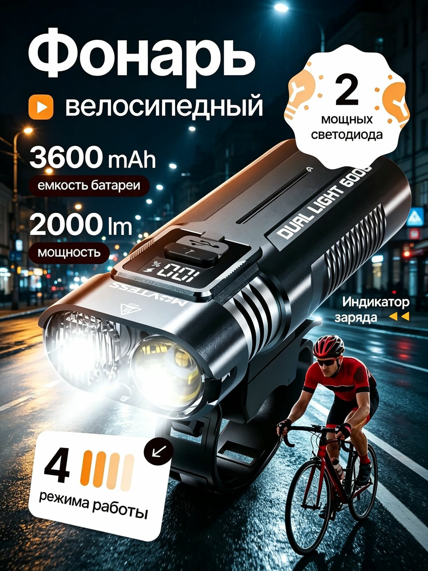 Фара передняя для велосипеда