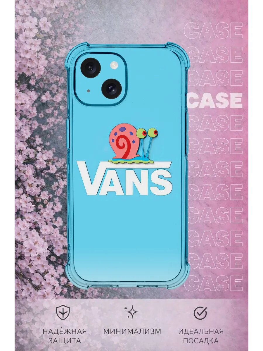 Чехол на iPhone 15 Plus с принтом Vans Губка боб Гэри