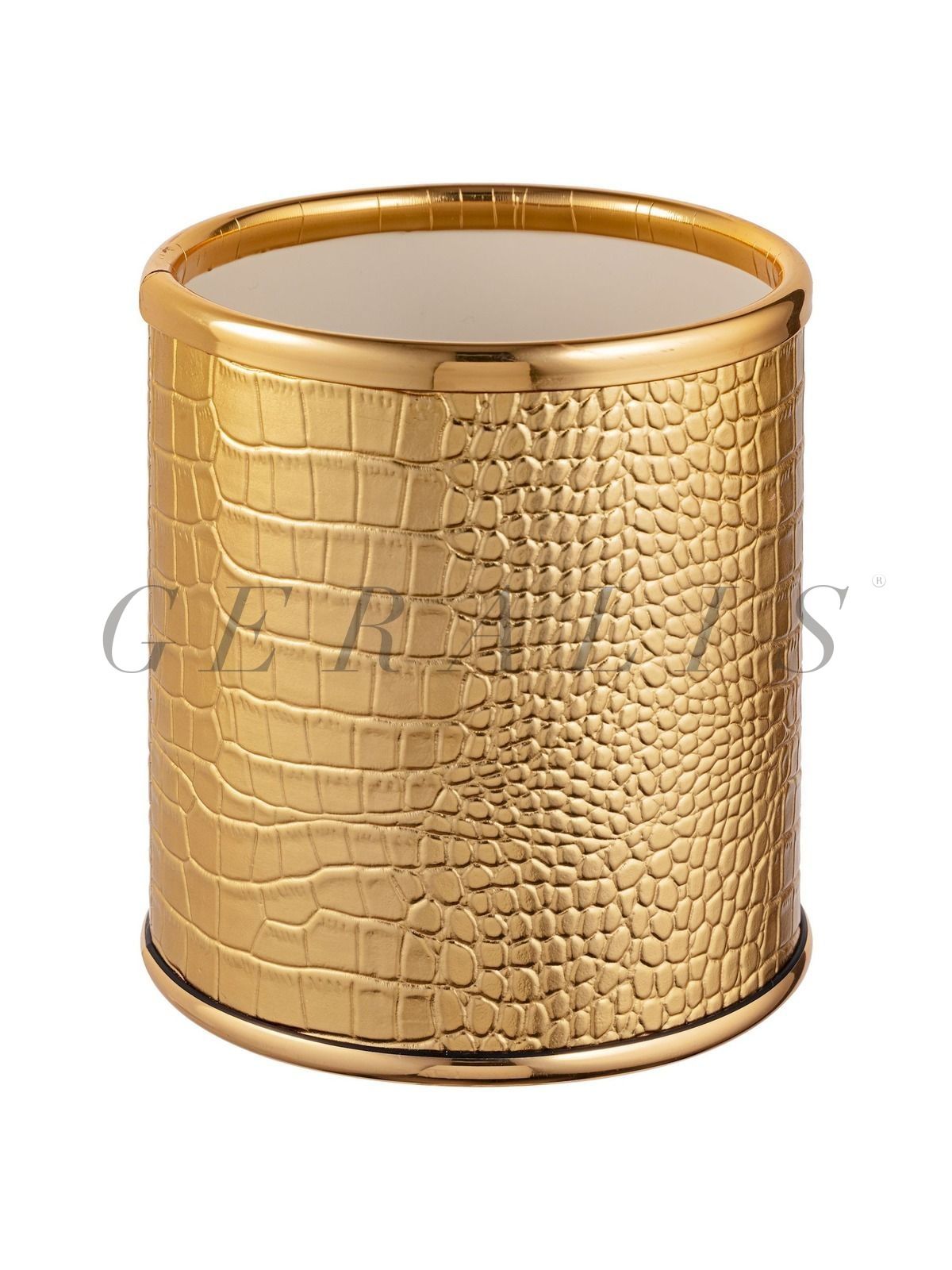 Стакан для зубных щеток Geralis CROCO золотая экокожа, кант золото