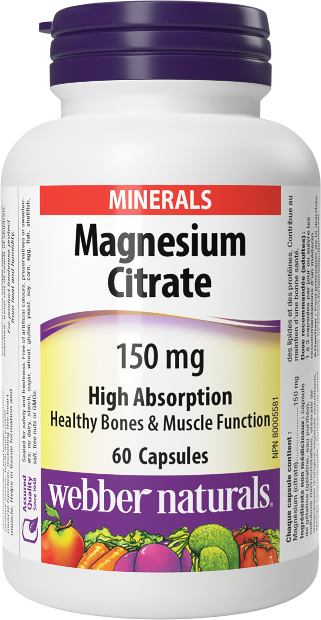 БАД Webber naturals Магния цитрат 150 мг 985 мг 60 капс