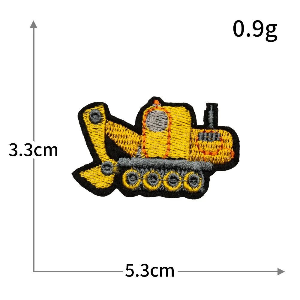 Вышивка на одежду экскаватор, 5.3x3.3 см, Желтый, R3250