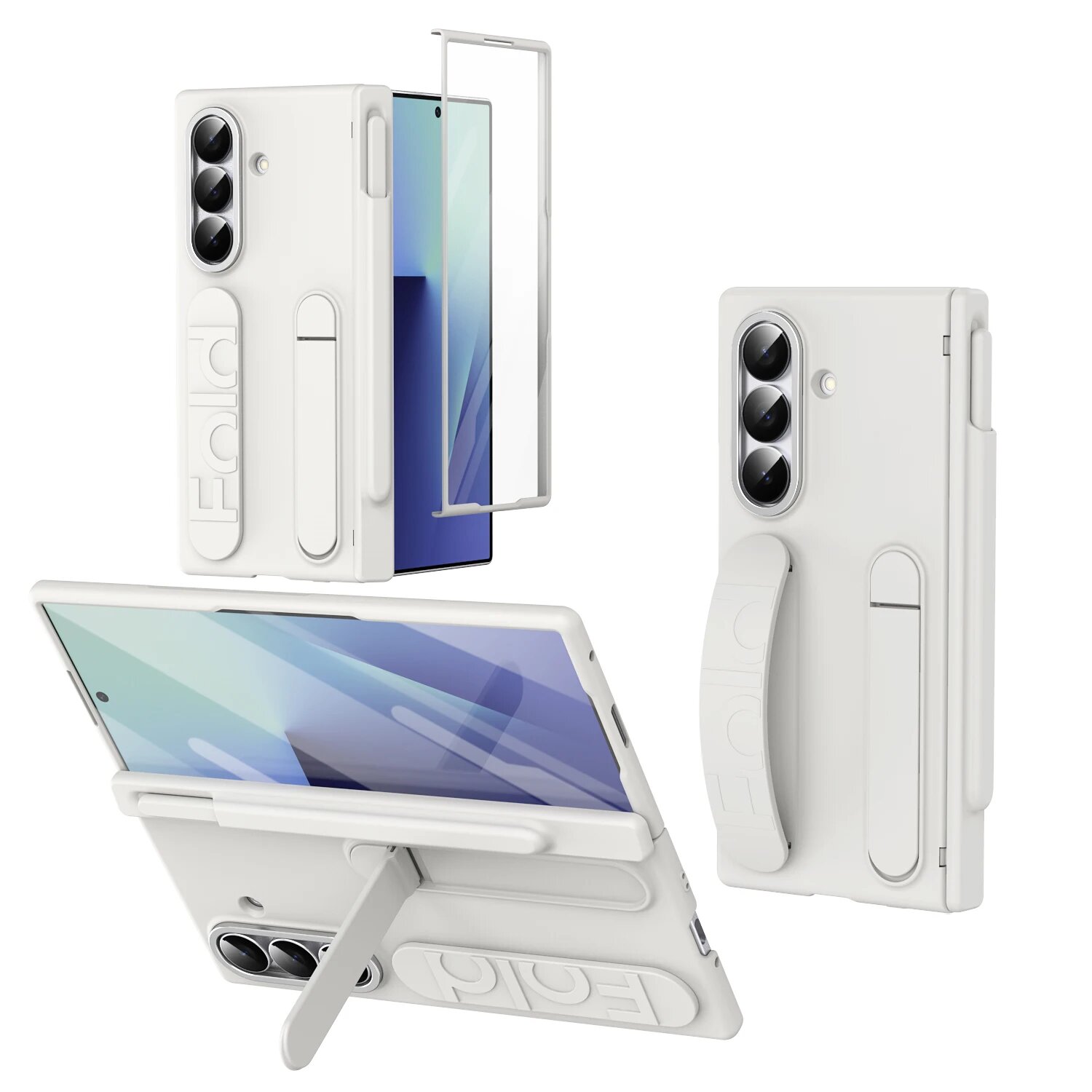 Чехол для Samsung Galaxy Z TriFold Fold 8 7 6 5 4 с ремешком, Белый, For Galaxy Z TriFold, C5