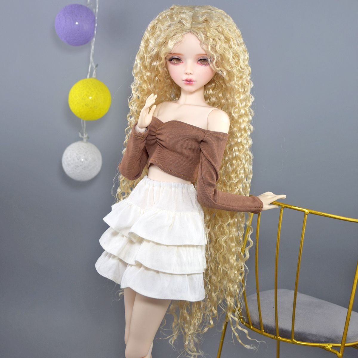Парик для куклы Yutotue 1/3 BJD длинные волосы, золотой цвет, аксессуар