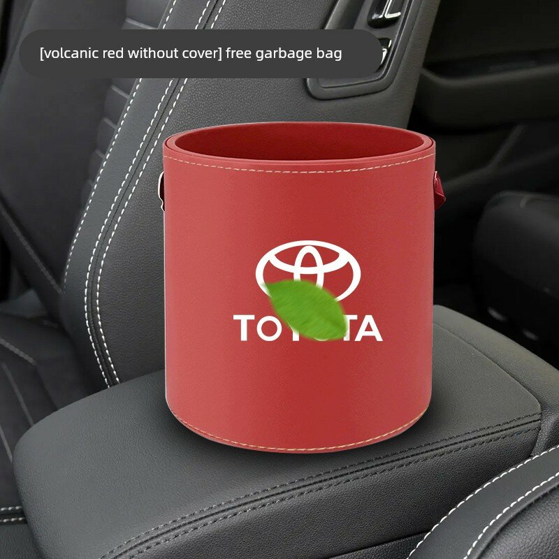 Кожаный автомобильный мусорный бак для Toyota Corolla, открытая верхняя часть, вулканический красный цвет, в комплекте