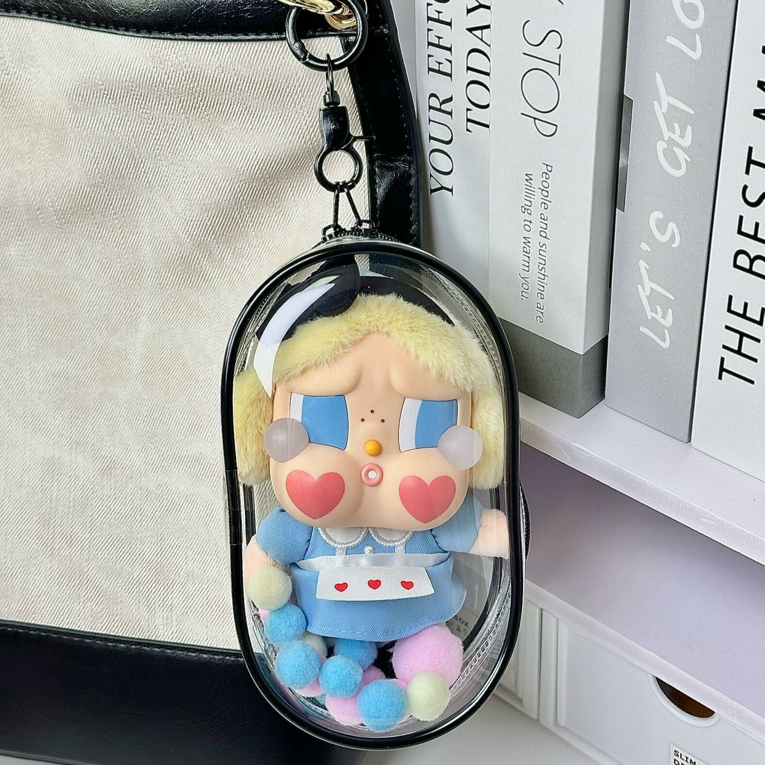 Черный чехол для кукол CRYBABY Tear Factory с силиконовой веревкой и пуговицей, пылезащитное хранение