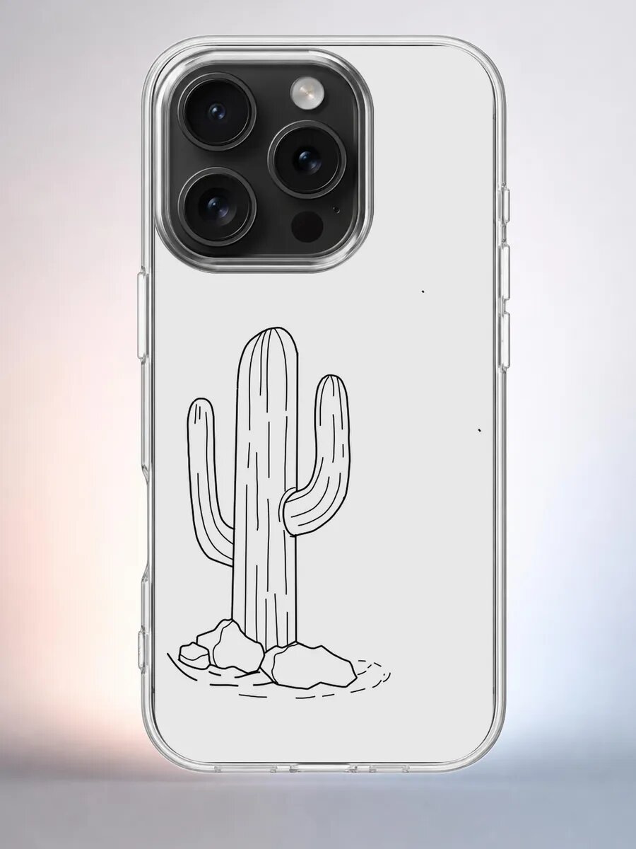 Чехол iPhone 15 Pro кактус мелкий силиконовый