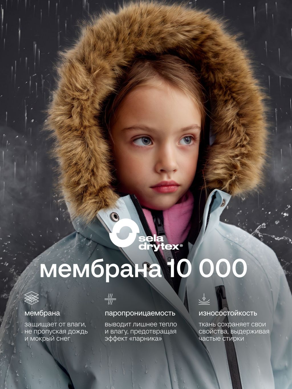 Куртка Sela с капюшоном демисезонная из мембраны seladrytex