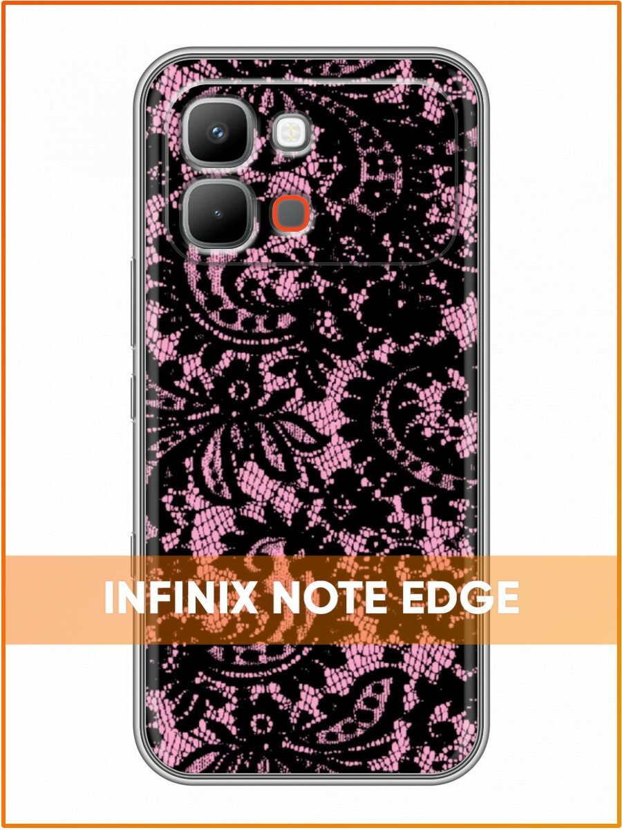 Чехол для Infinix Note Edge с принтом для женщин с кружевом на розовом фоне (Инфиникс Нот Эдж)