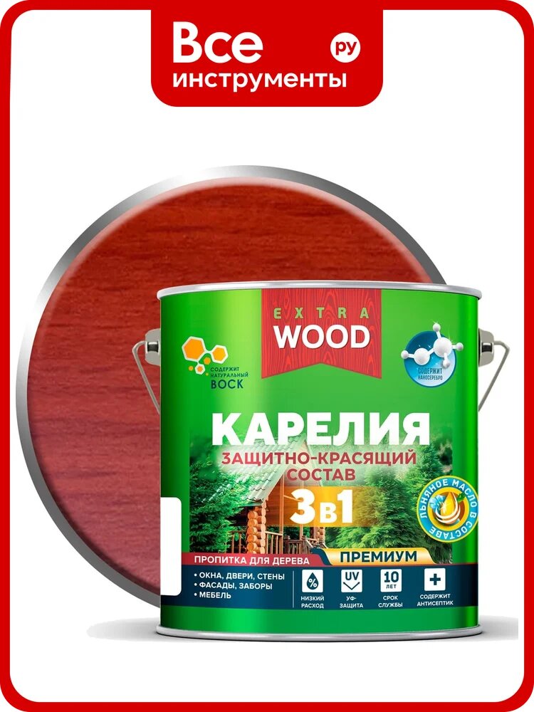 Защитно-красящий состав Farbitex 3в1 для древесины Карелия Каштан (2.7 л) WOOD 4300016879