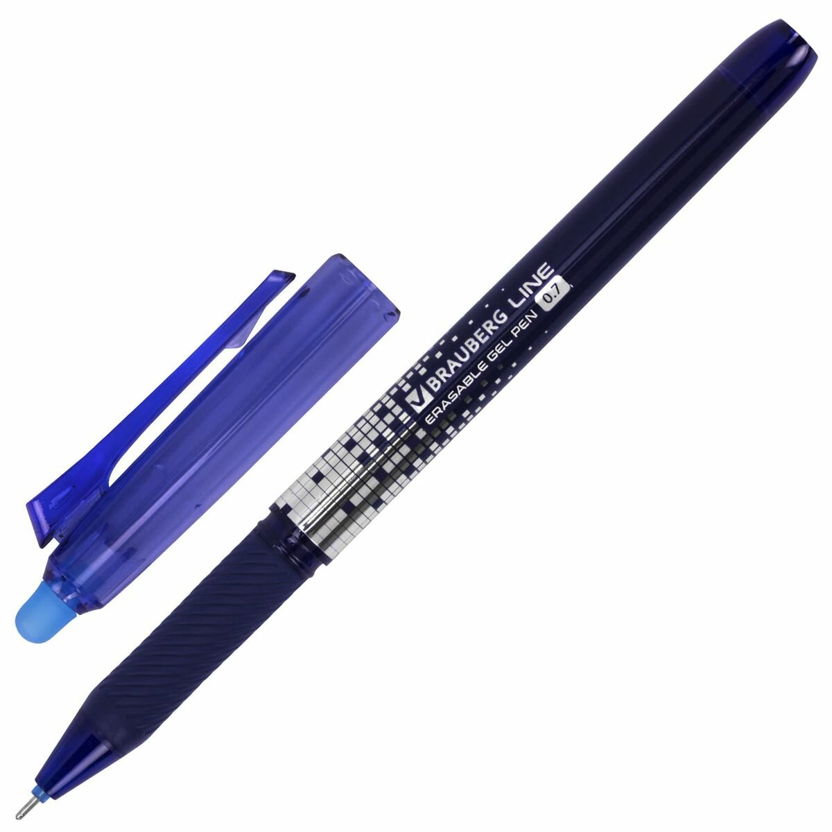 Ручка гелевая стираемая Brauberg Line Dark Color (0.5мм, синяя, держатель, игольчатый наконечник) (144438), 12шт.