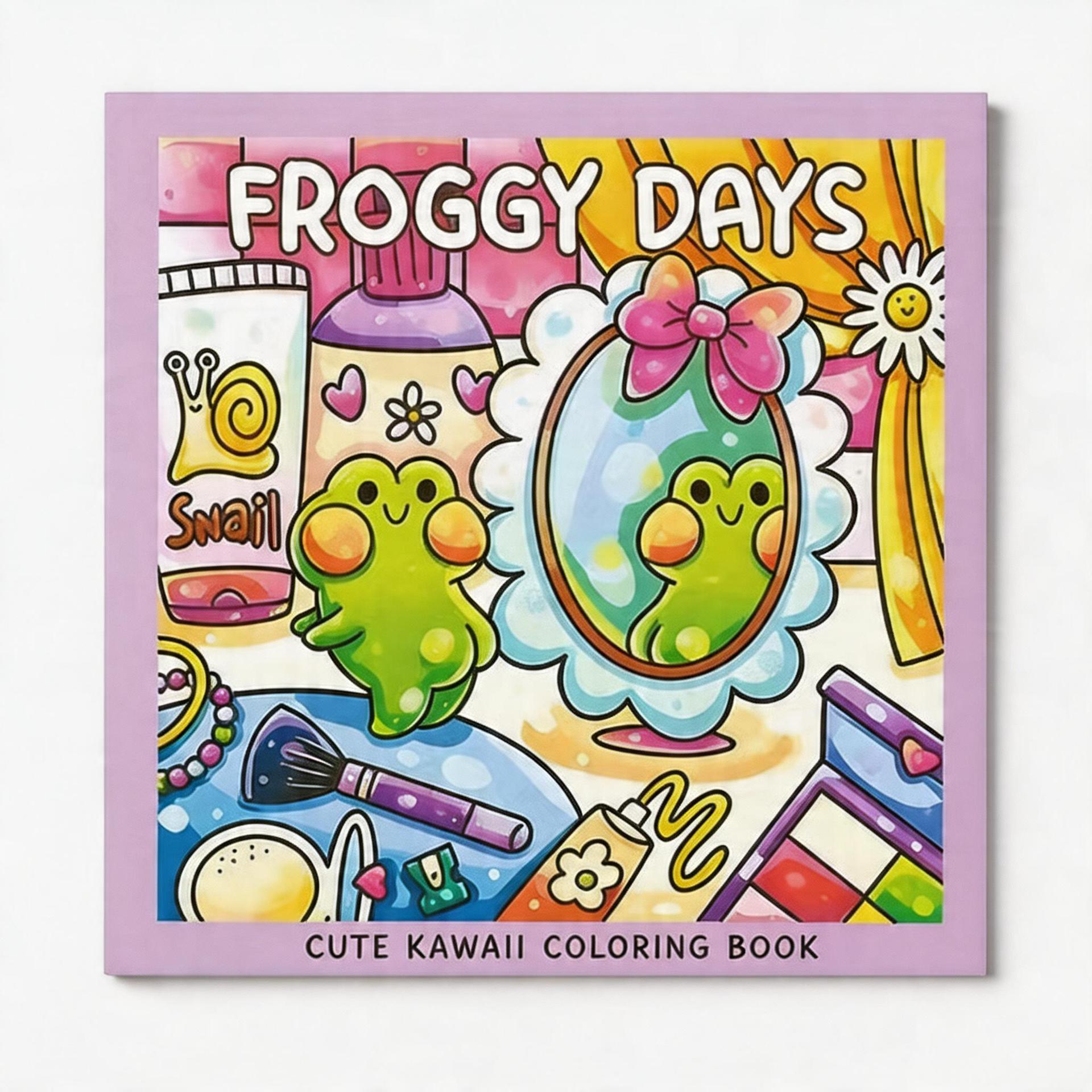Книга-раскраска для взрослых и подростков Froggy Days, Милые животные, Легко рисовать, Рисование и рисование,