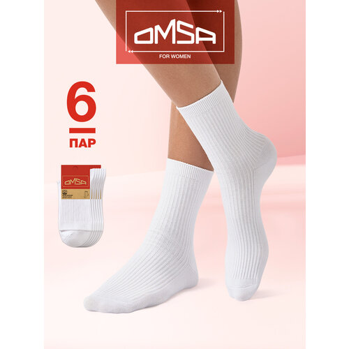 фото Носки omsa omsa eco 257 (набор 6 пар), комплект, 6 пар, размер 35-38, bianco