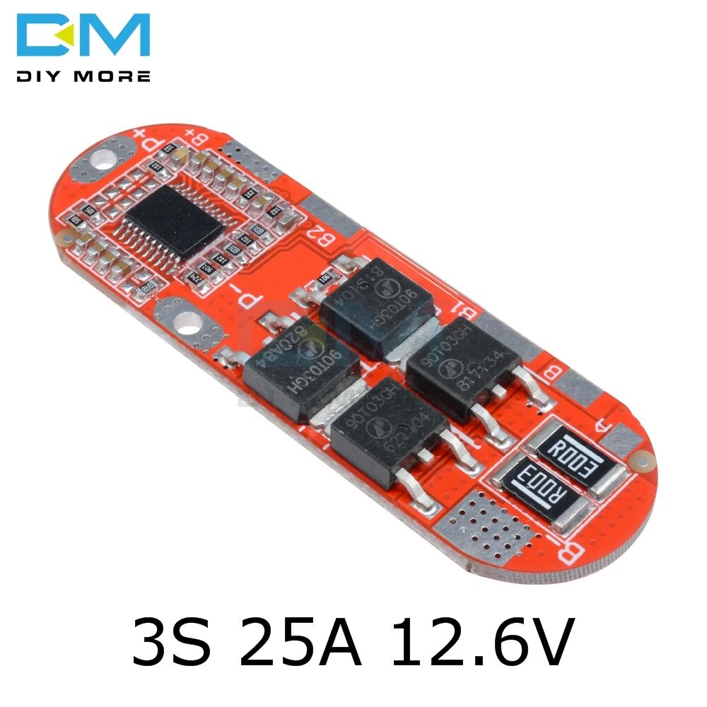 BMS плата 3S 25A 12.6V для аккумуляторов 18650