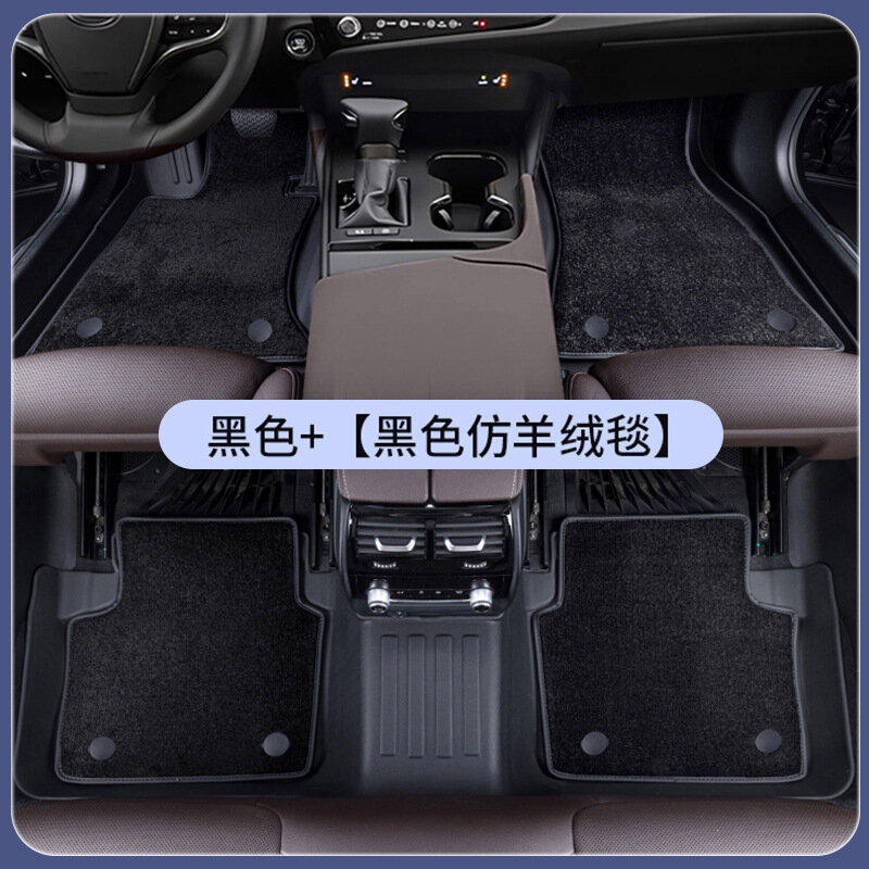 Двухслойные коврики из ТПЭ с имитацией овчины для Lexus ES300/ES200/RX350/RX300h/NX200/LX цвет черный