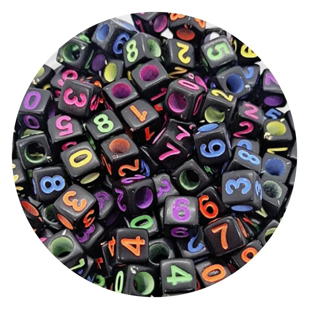 Акриловые бусины с цифрами 100-500 шт. 300PCS, 6x6mm-Random Mixed2