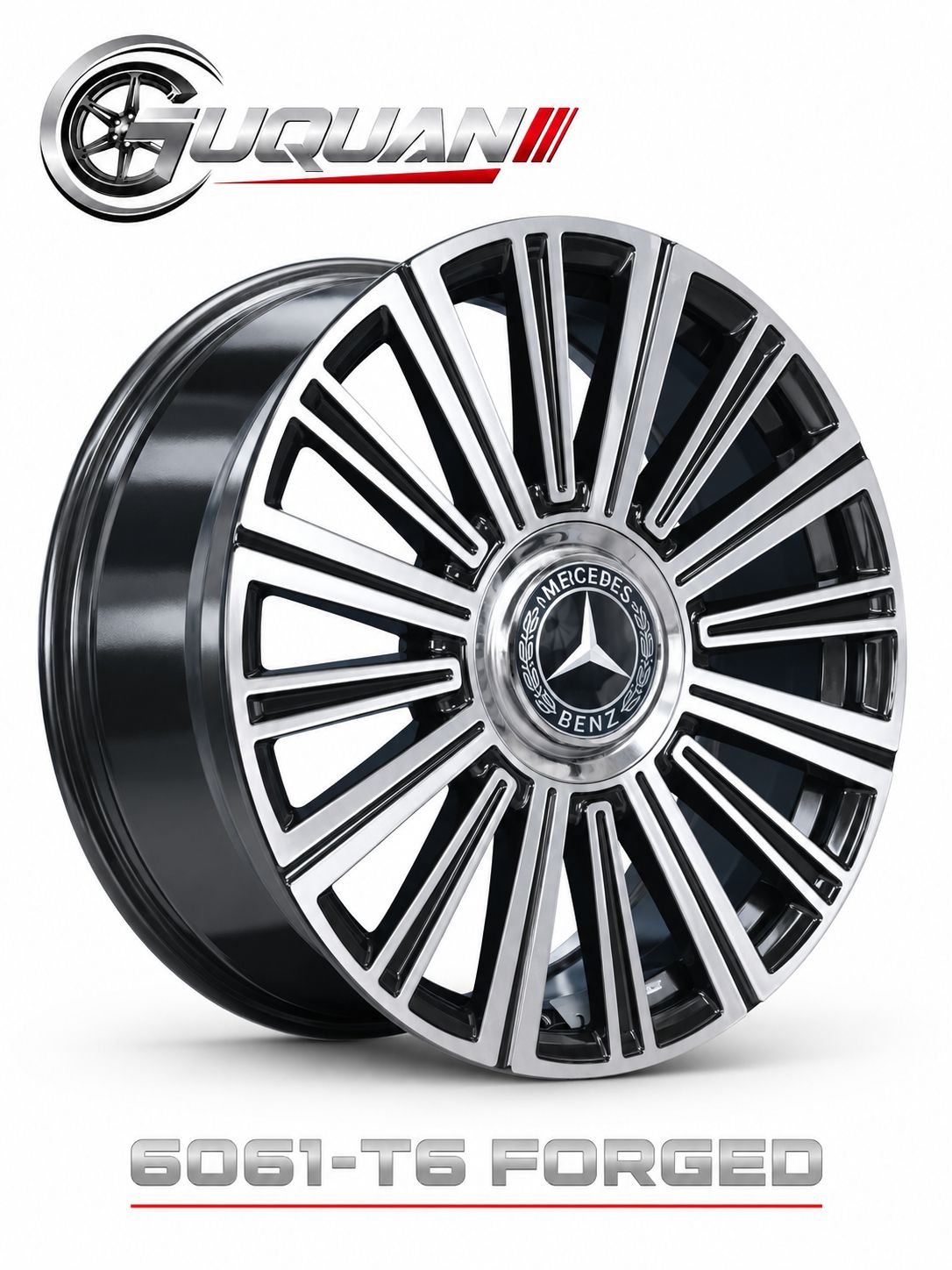 Кованый колесный диск ABW 1900E2310 R23 10J ET45 5x112, глянцевый черный с проточенной лицевой поверхностью