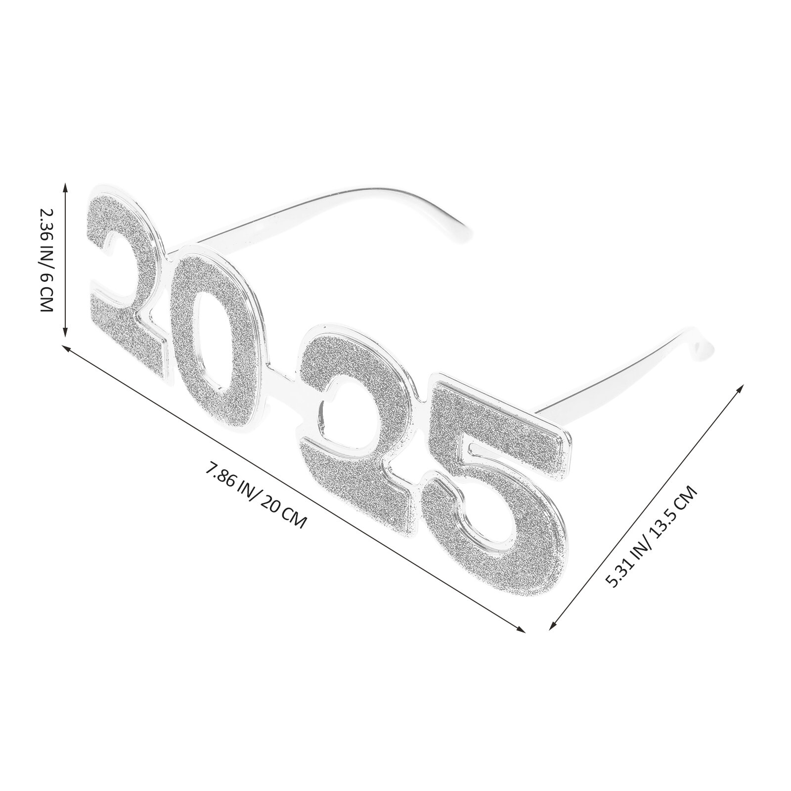 Очки Новый Год 2025 Для Фотосессии И Вечеринок Серебристый Цвет Размер 20.00X13.50X8.00Cm Одна Парта